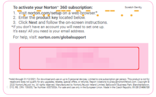 norton antivirus get account number