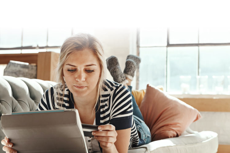 Woman using a device